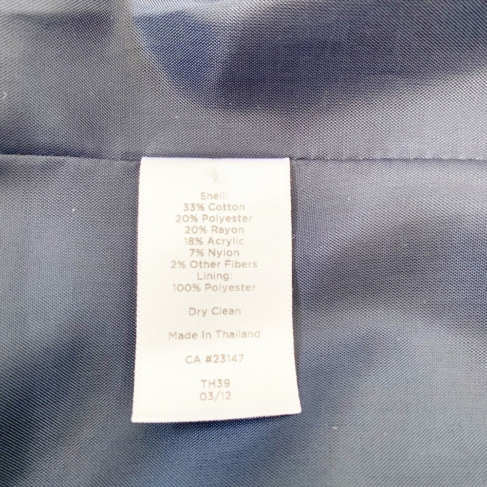 NWOT Talbots Tweed Blazer Women 10 Blue White Grosgrain Trim Textured Jacket - Picture 9 of 11